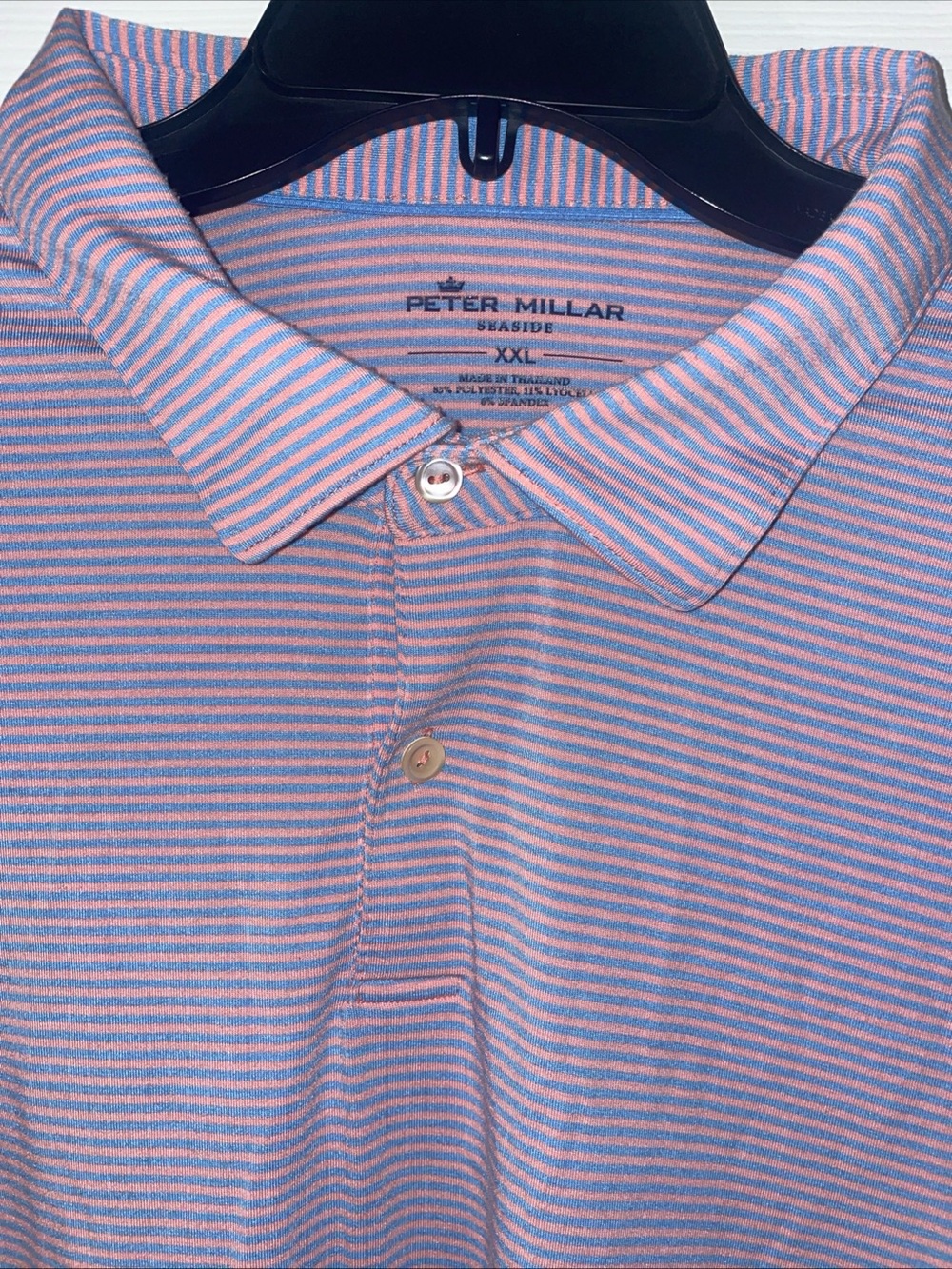 Peter Millar Seaside Striped Polo Shirt in Pink & Blue and blue gray lot of 2